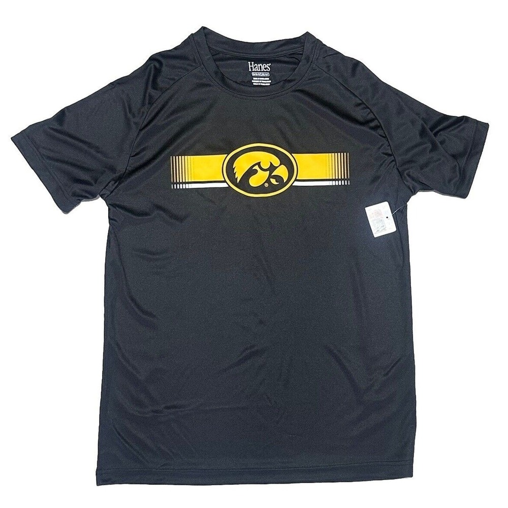 Hanes Iowa Hawkeyes NCAA Moisture Wicking Athletic Shirt Black Men's size M